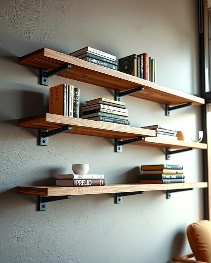 Floating Shelves with Metal Accents