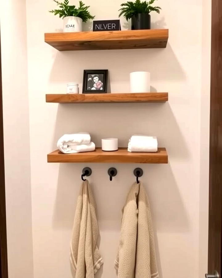 Floating Shelves with Towel Hooks