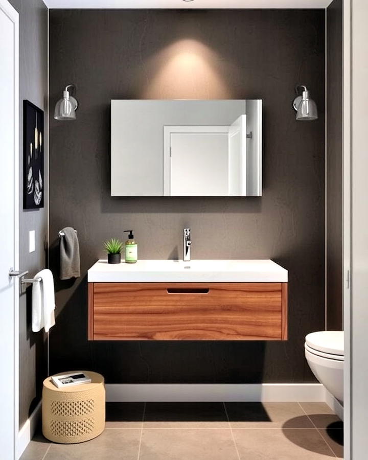 Floating Vanity Design For Hallway Bathroom