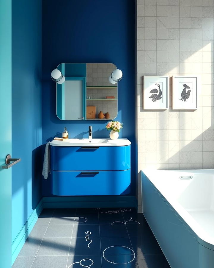 Floating Vanity With Bold Colors