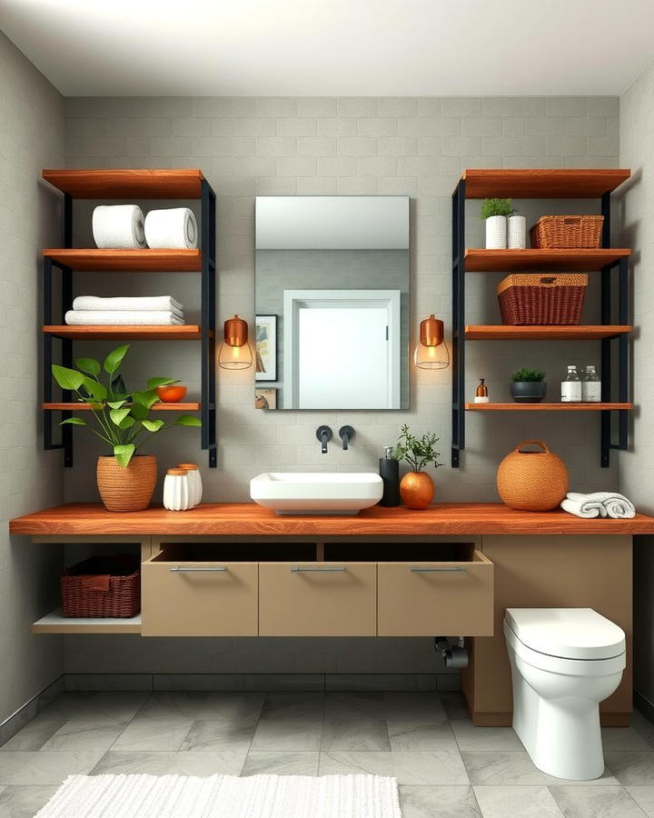 Floating Vanity With Open Shelving