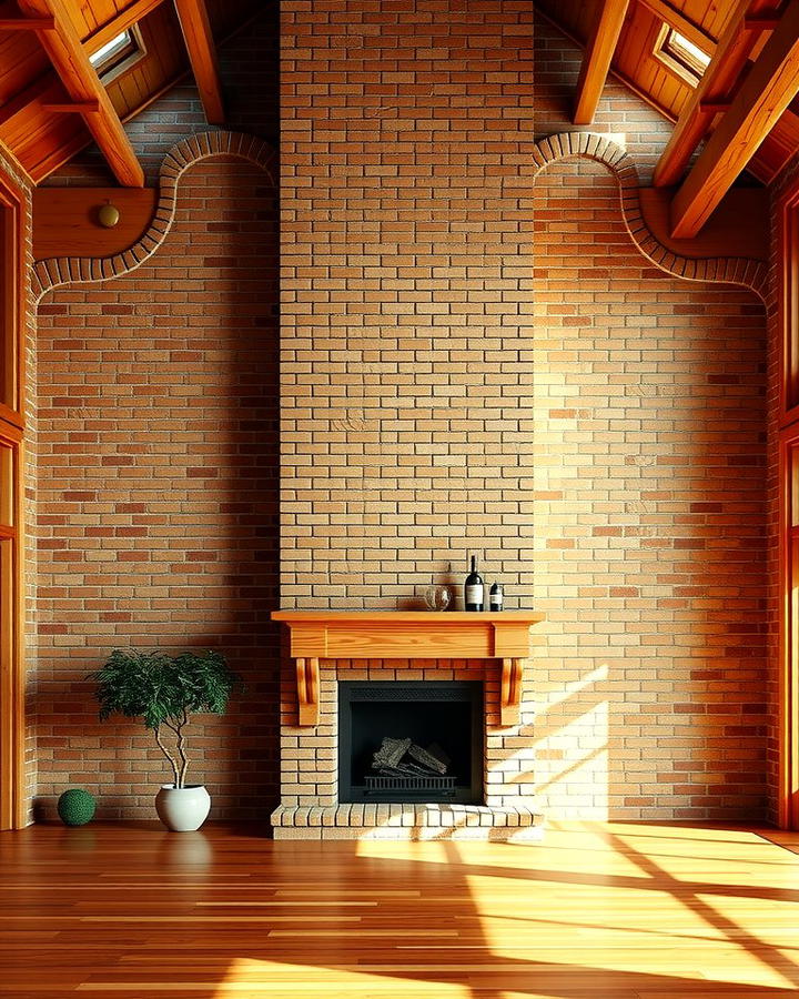 Floor to Ceiling Brick Fireplace