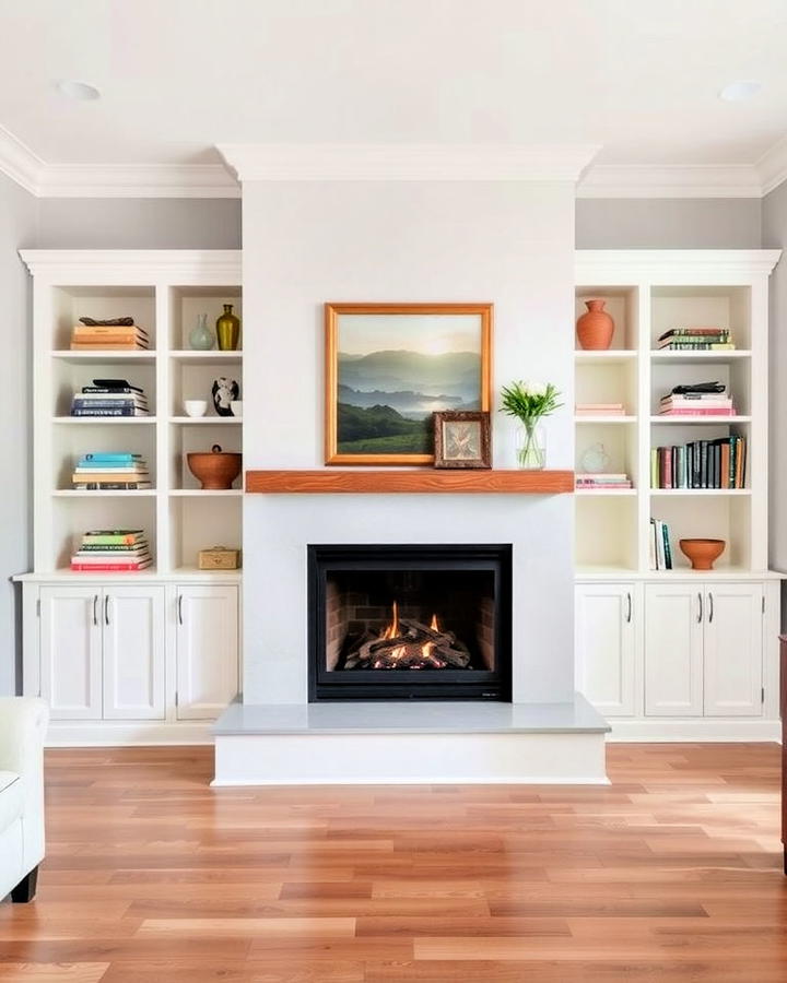 Floor to Ceiling Built in Bookshelf Feature