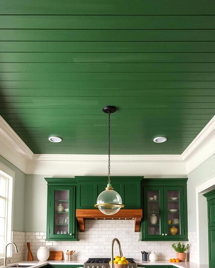 Forest Green Ceiling for a Dramatic Effect