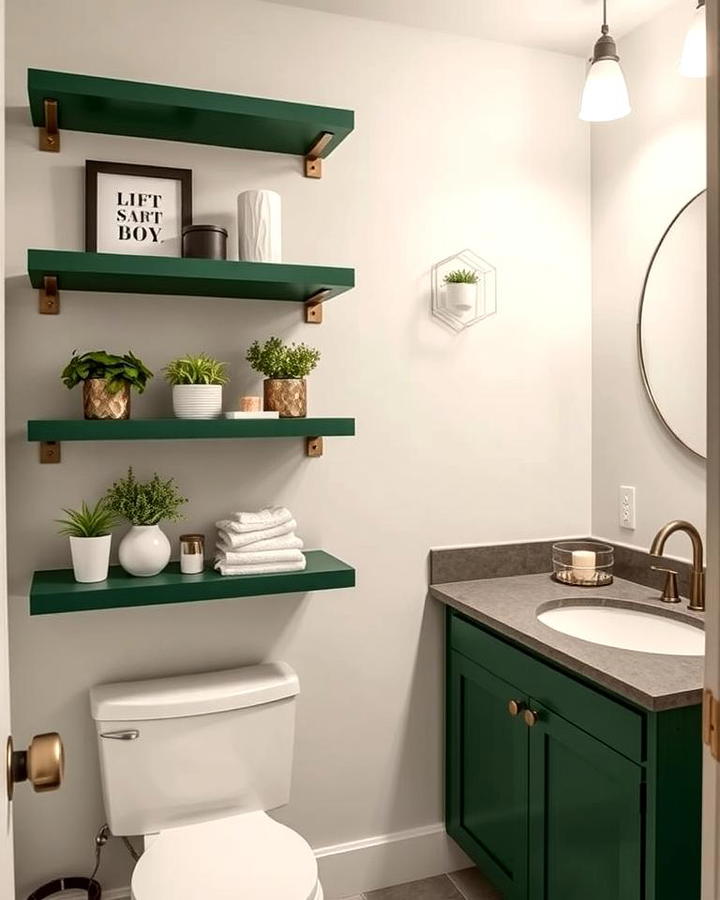 Forest Green Floating Shelves