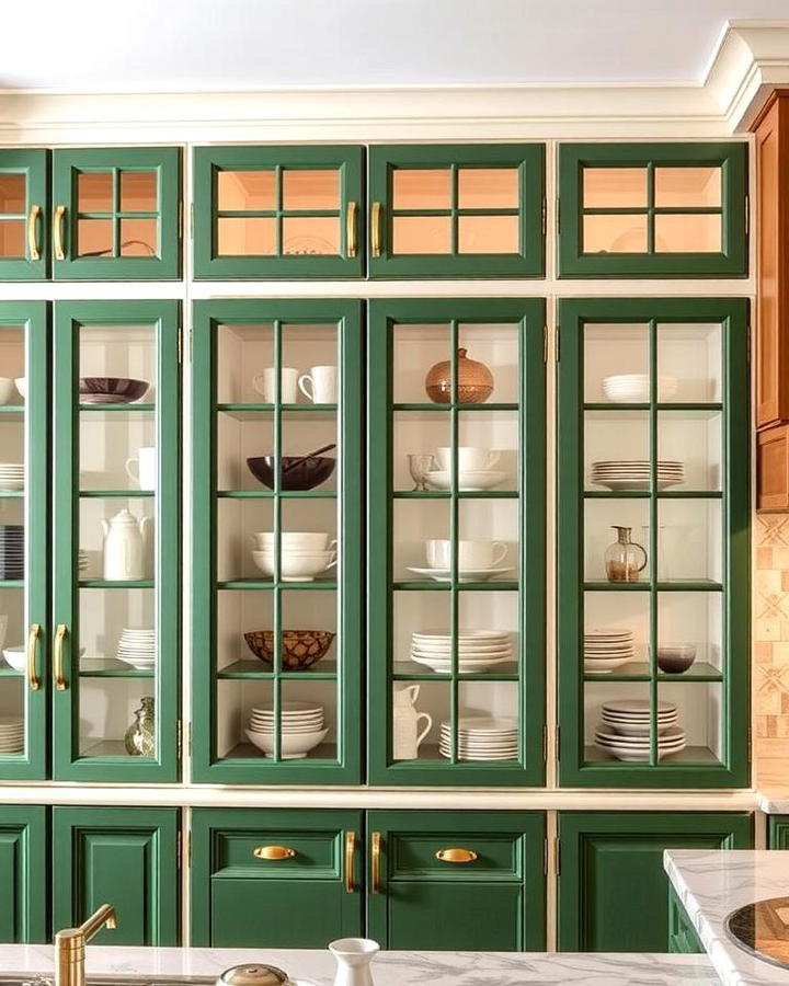 Forest Green Glass Cabinet Doors