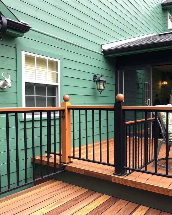 Forest Green Homes with Black Deck Railings