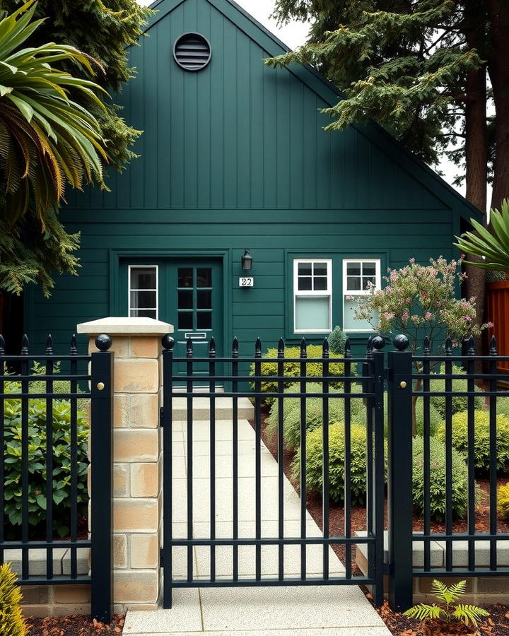 Forest Green Homes with Black Fencing