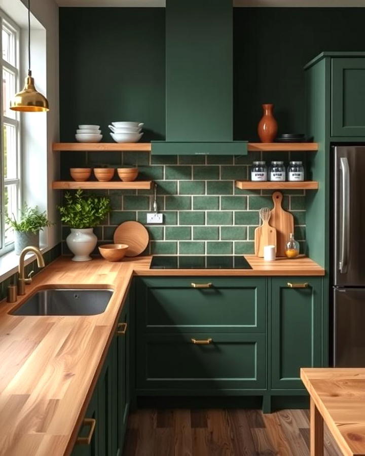 Forest Green and Natural Wood Combination