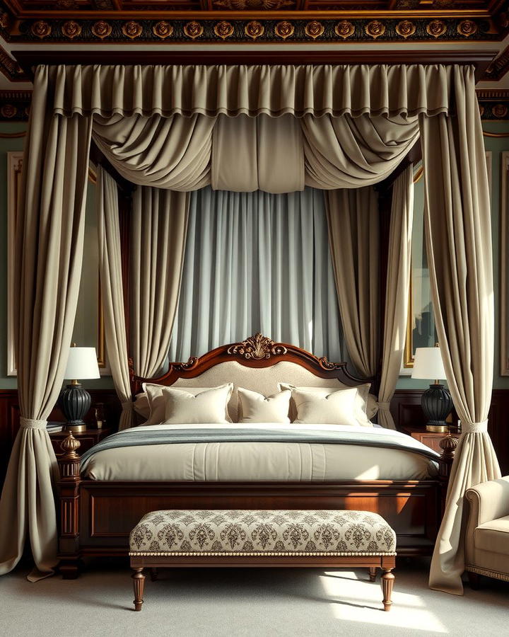 Four Poster Canopy Bed with Curtains