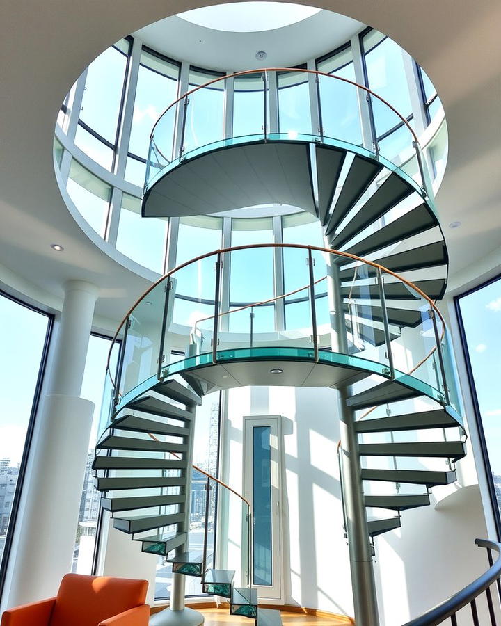 Frameless Glass Balconies on Spiral Staircases