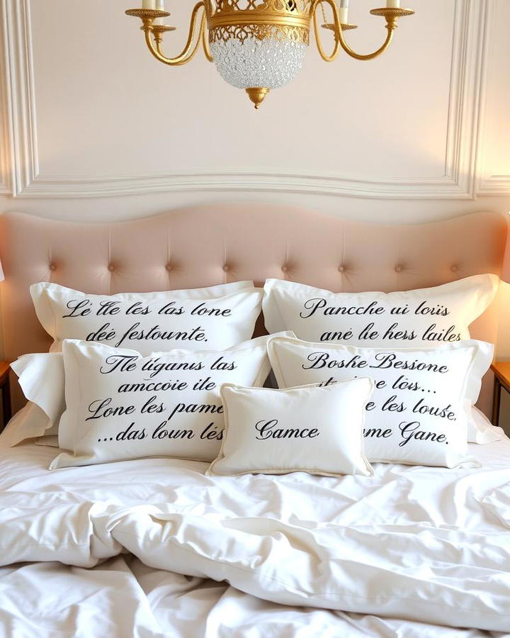 French Script Pillows and Bedding