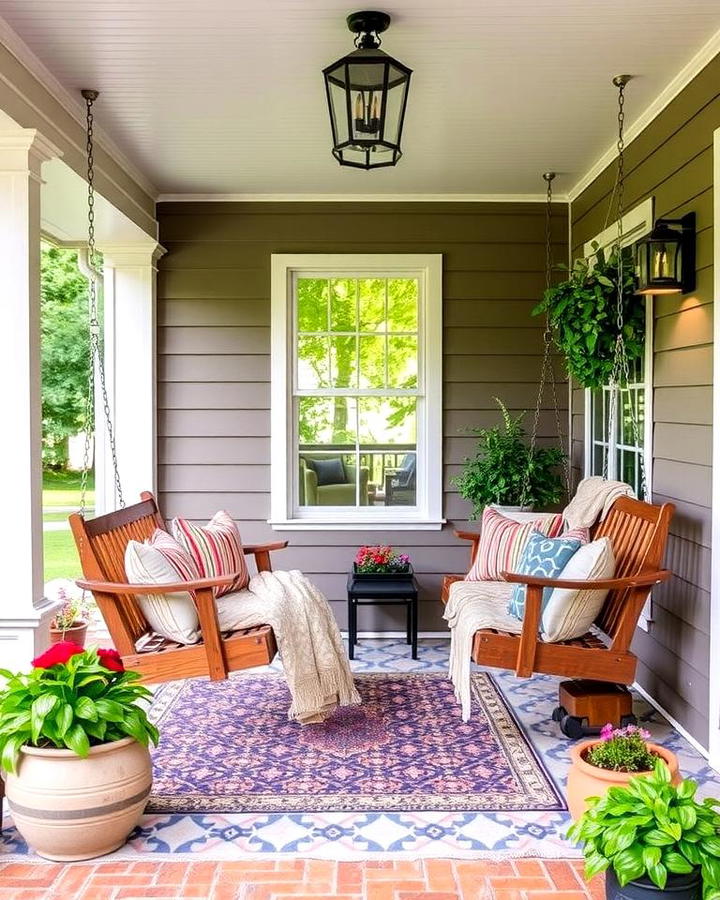 Front Porch with Swing Seating