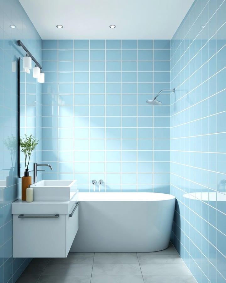 Frosted Blue Glass Tiles