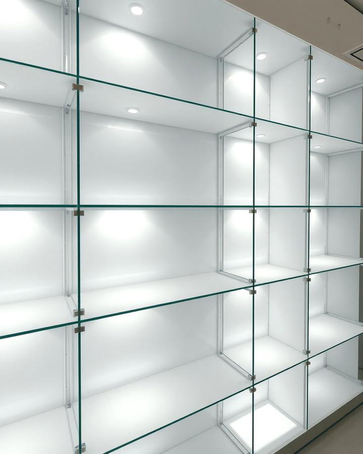 Frosted Glass Shelves with Embedded Lighting