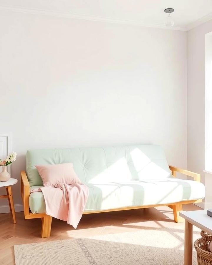 Futon in Pastel Shades for a Soft Touch