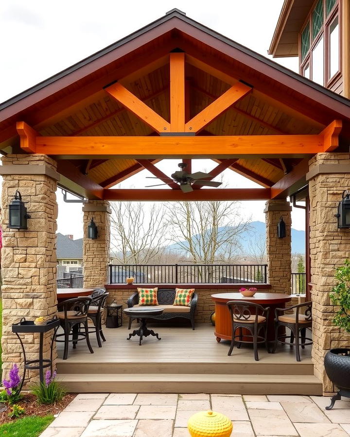 Gable Roof Patio with Stone Accents