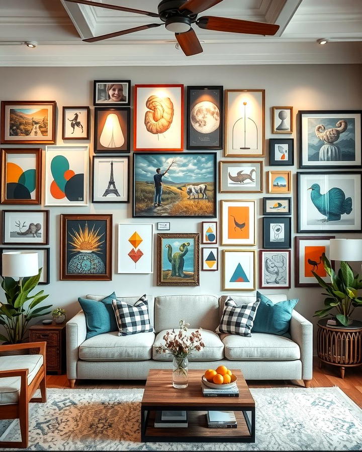 Gallery Wall with Mixed Art