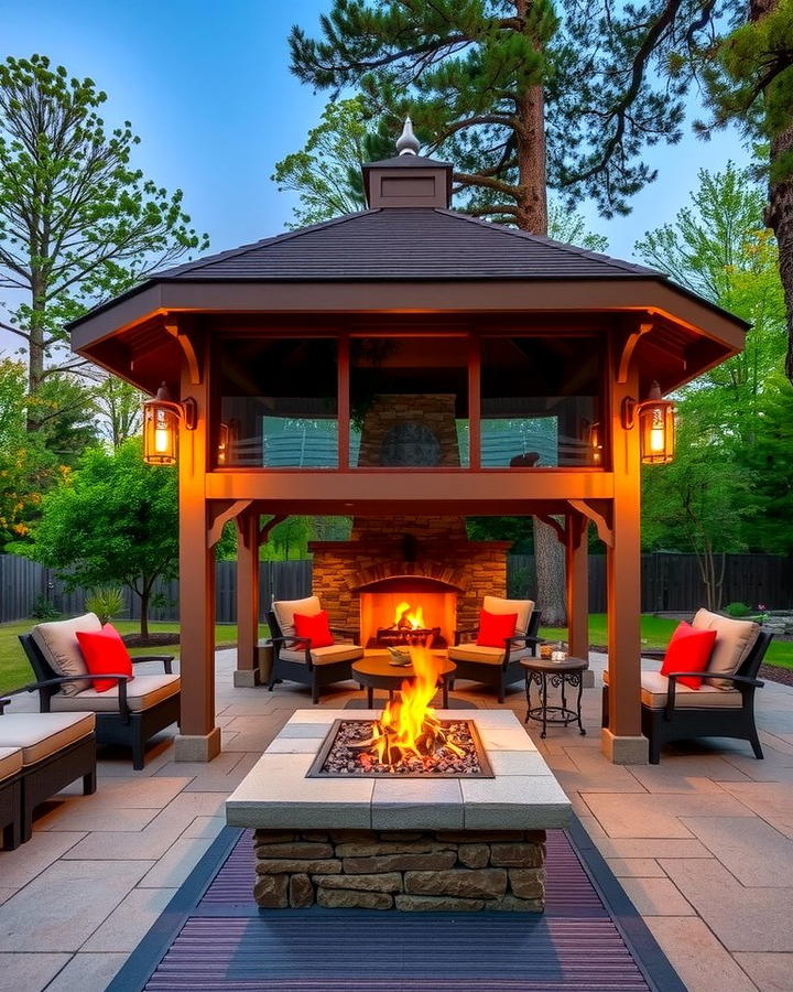 Gazebo with Dual Sided Fireplace