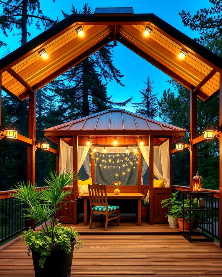 Gazebo with Solar Powered Lighting