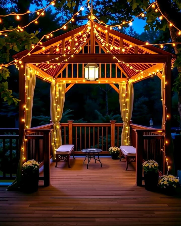 Gazebo with String Lights for Evening Charm