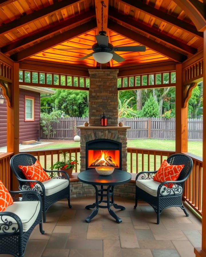 Gazebo with a Corner Fireplace