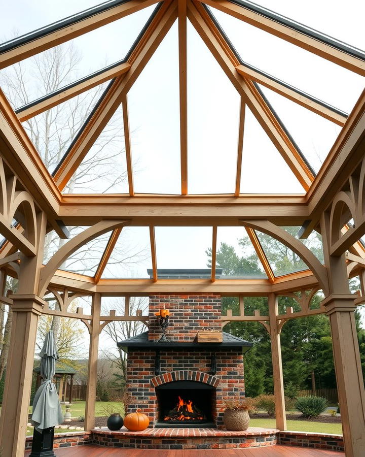 Gazebo with a Fireplace and Skylight