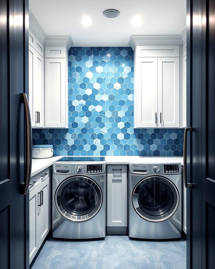 Geometric Blue Backsplash