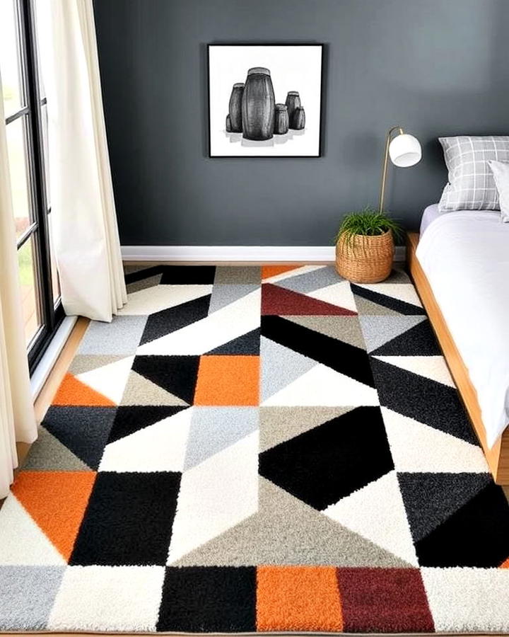 Geometric Carpet for a Modern Edge Bedroom