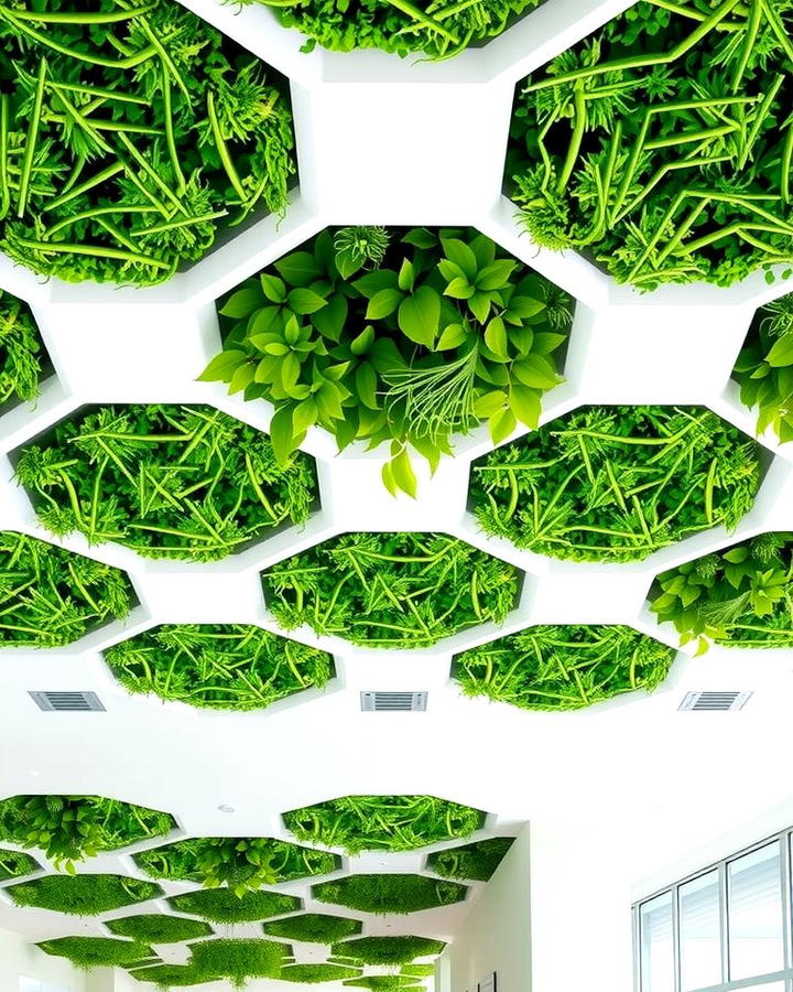 Geometric Green Ceiling Patterns