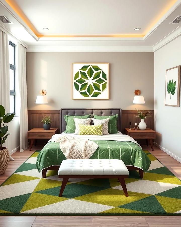 Geometric Patterns in Green and White