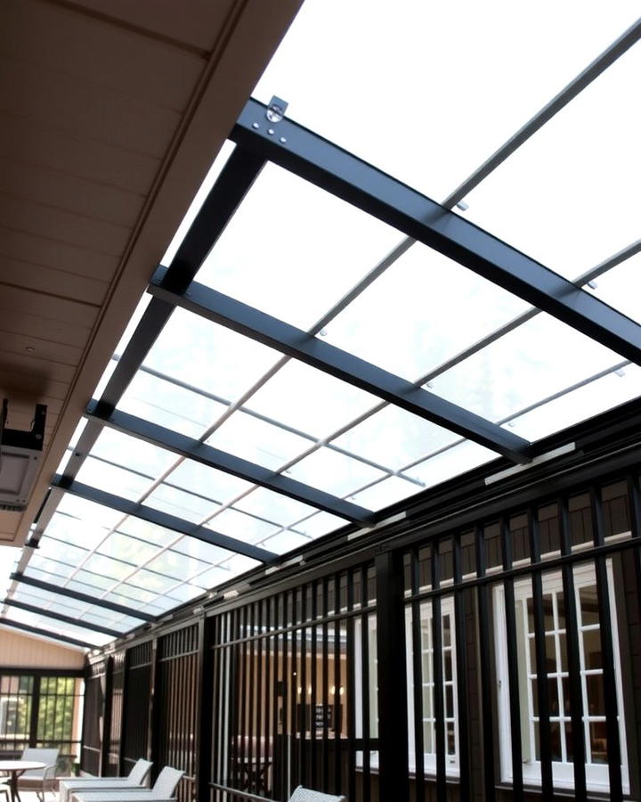 Glass Awning with Metal Frame