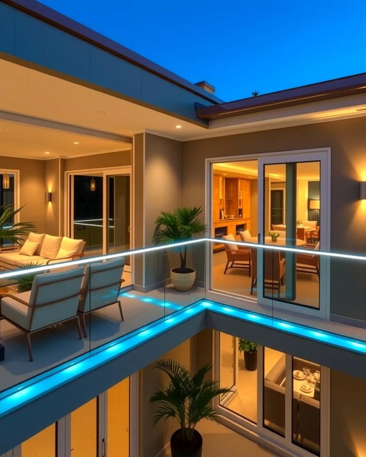 Glass Balconies with Integrated Lighting Strips