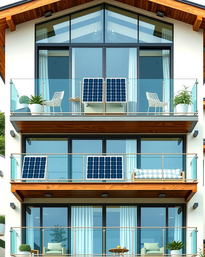 Glass Balconies with Solar Panel Integration