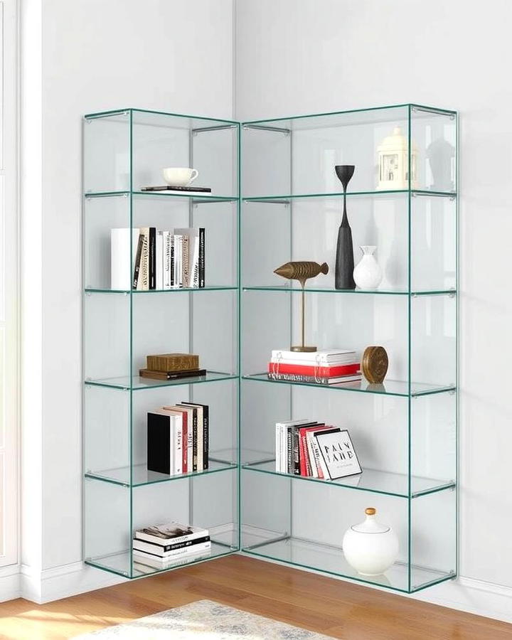 Glass Corner Bookshelves