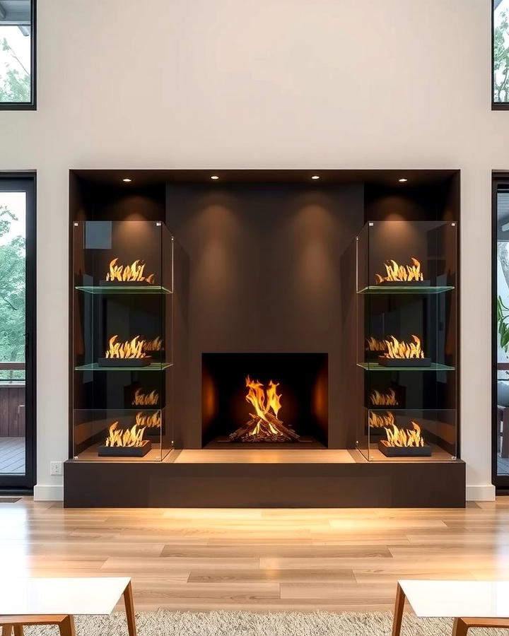 Glass Enclosed Corner Fireplace