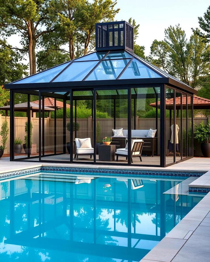 Glass Enclosed Pool Gazebo