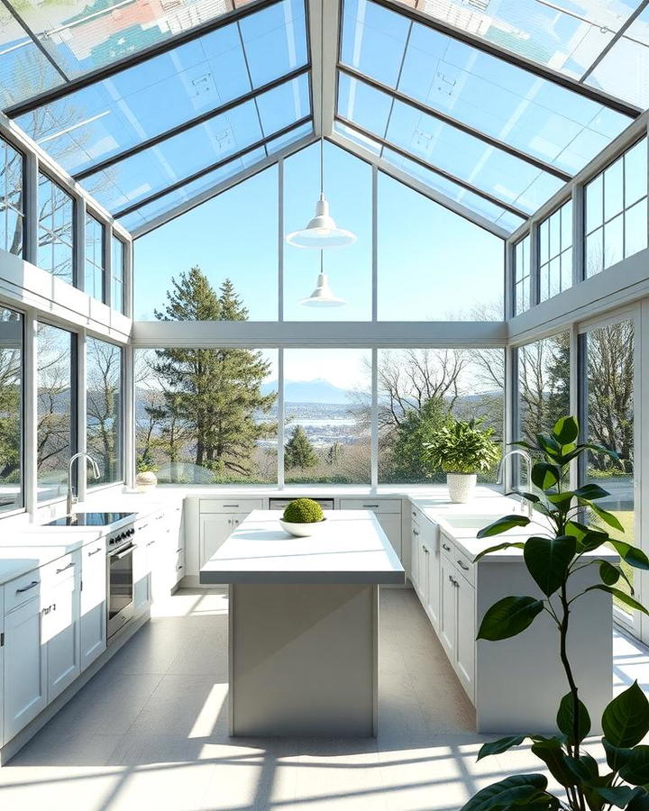 Glass Enclosed Sunroom Kitchen