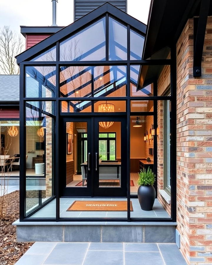 Glass Porch Idea With Bold Frame