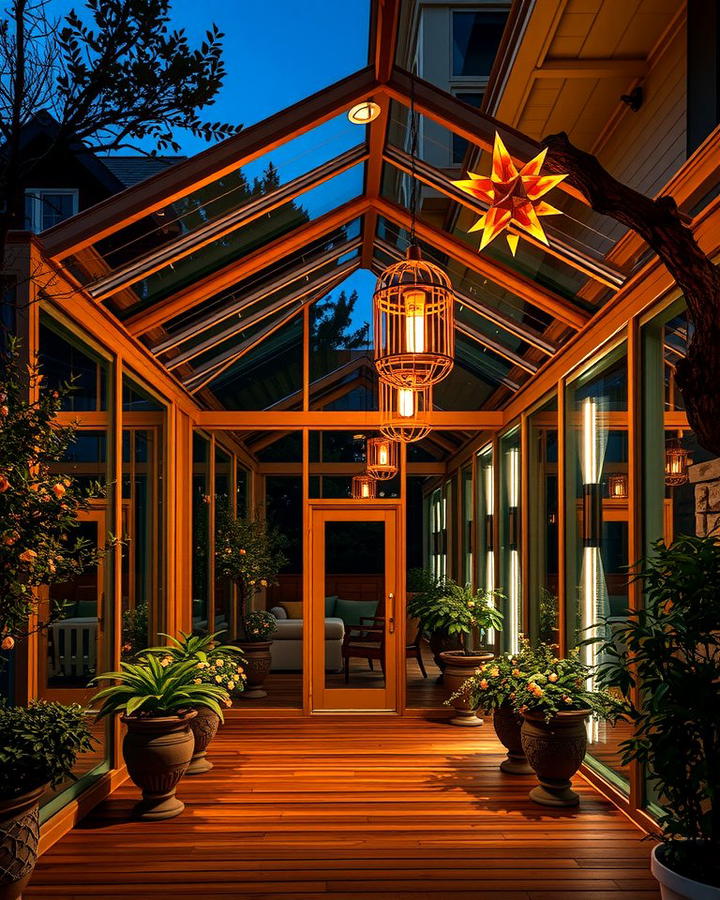 Glass Porch with Accent Lighting