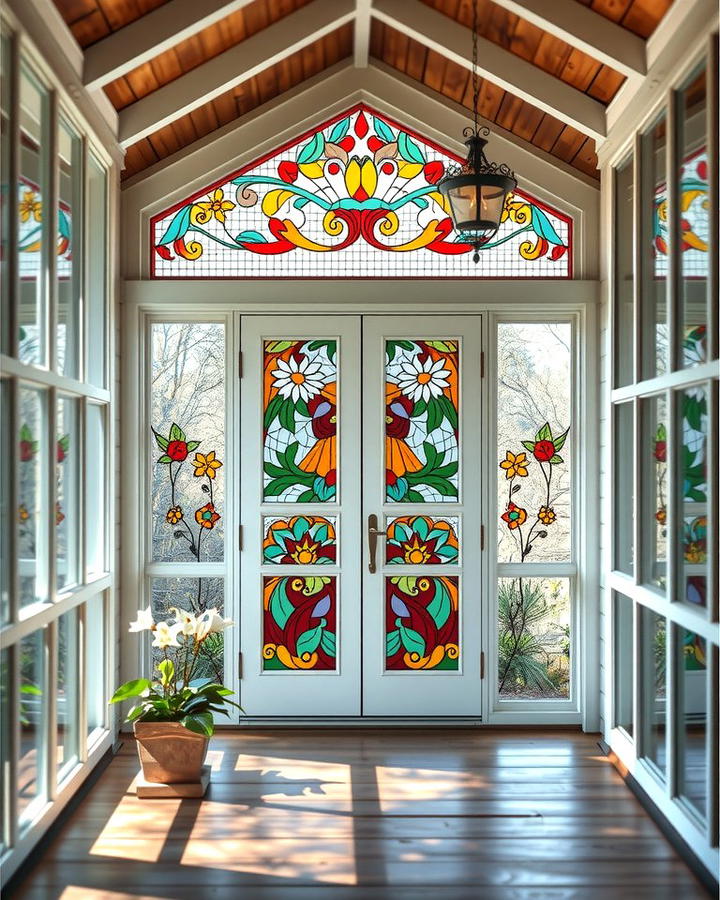 Glass Porch with Artistic Elements