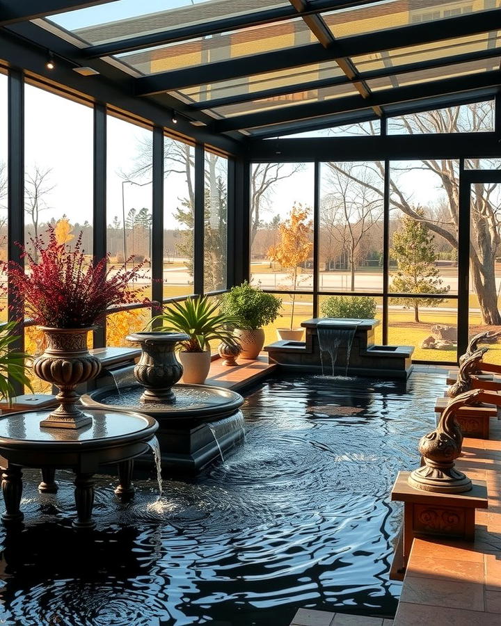 Glass Porch with Water Features