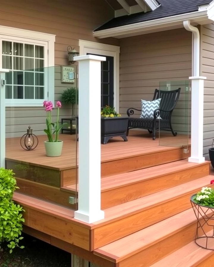 Glass Railing with Deck Steps for a Sophisticated Look