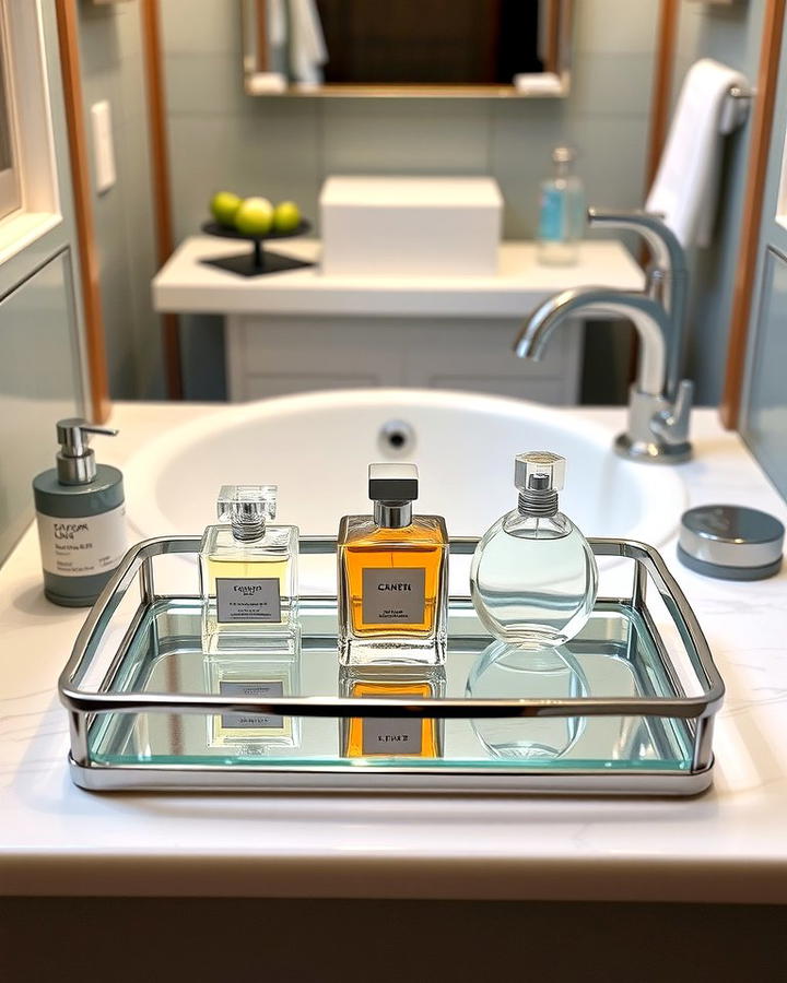 Glass Tray with Metallic Edges