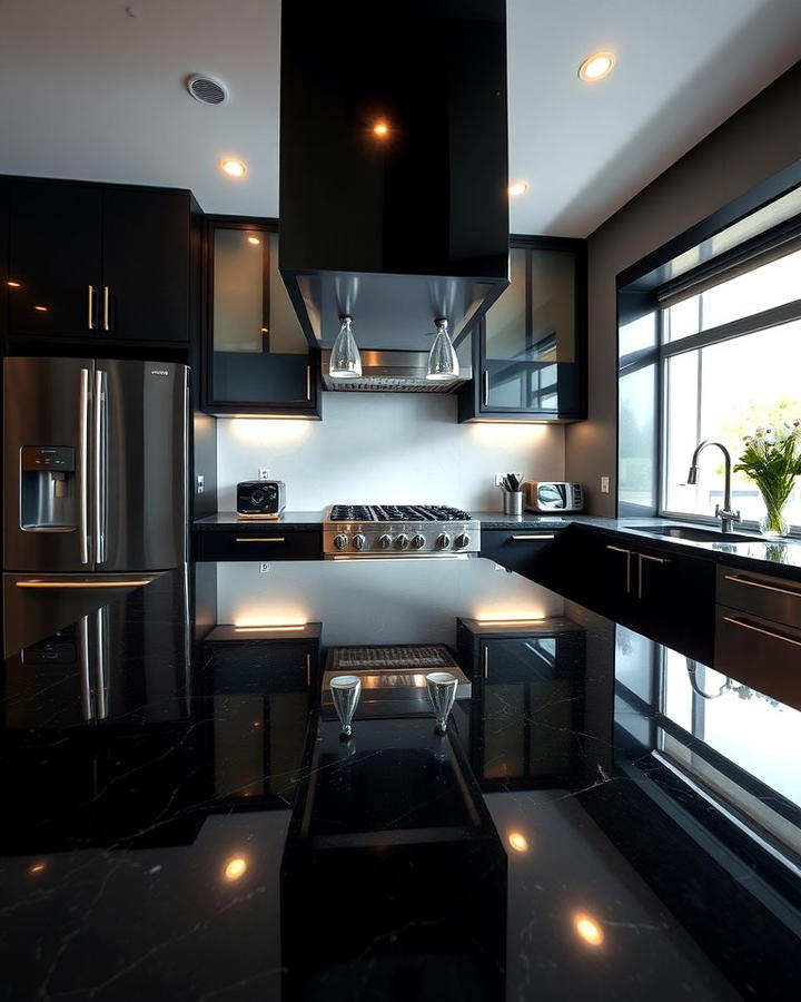 Glossy Black Countertops for a Glamorous Shine