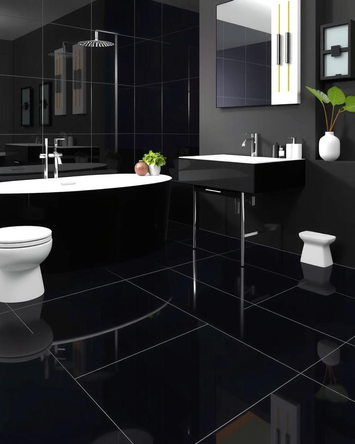 Glossy Black Porcelain Tiles