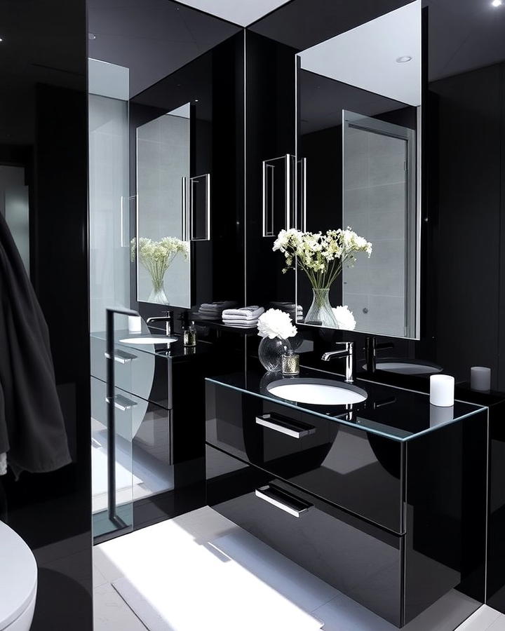 Glossy Black Vanity for a Sleek Finish