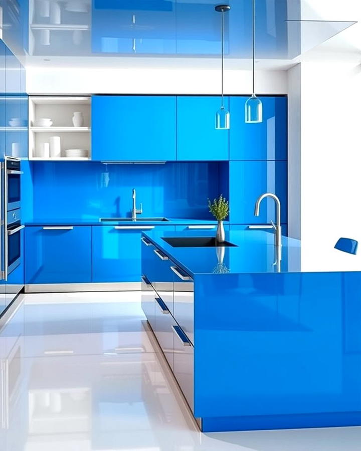 Glossy Blue Islands for a Modern Touch