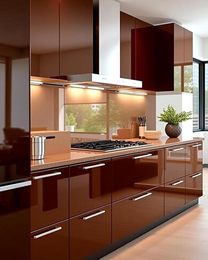 Glossy Brown Cabinets