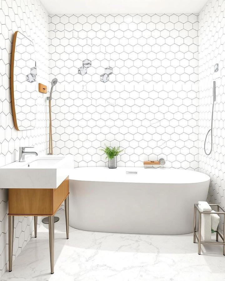 Glossy Hexagon Tiles for a Bright Look